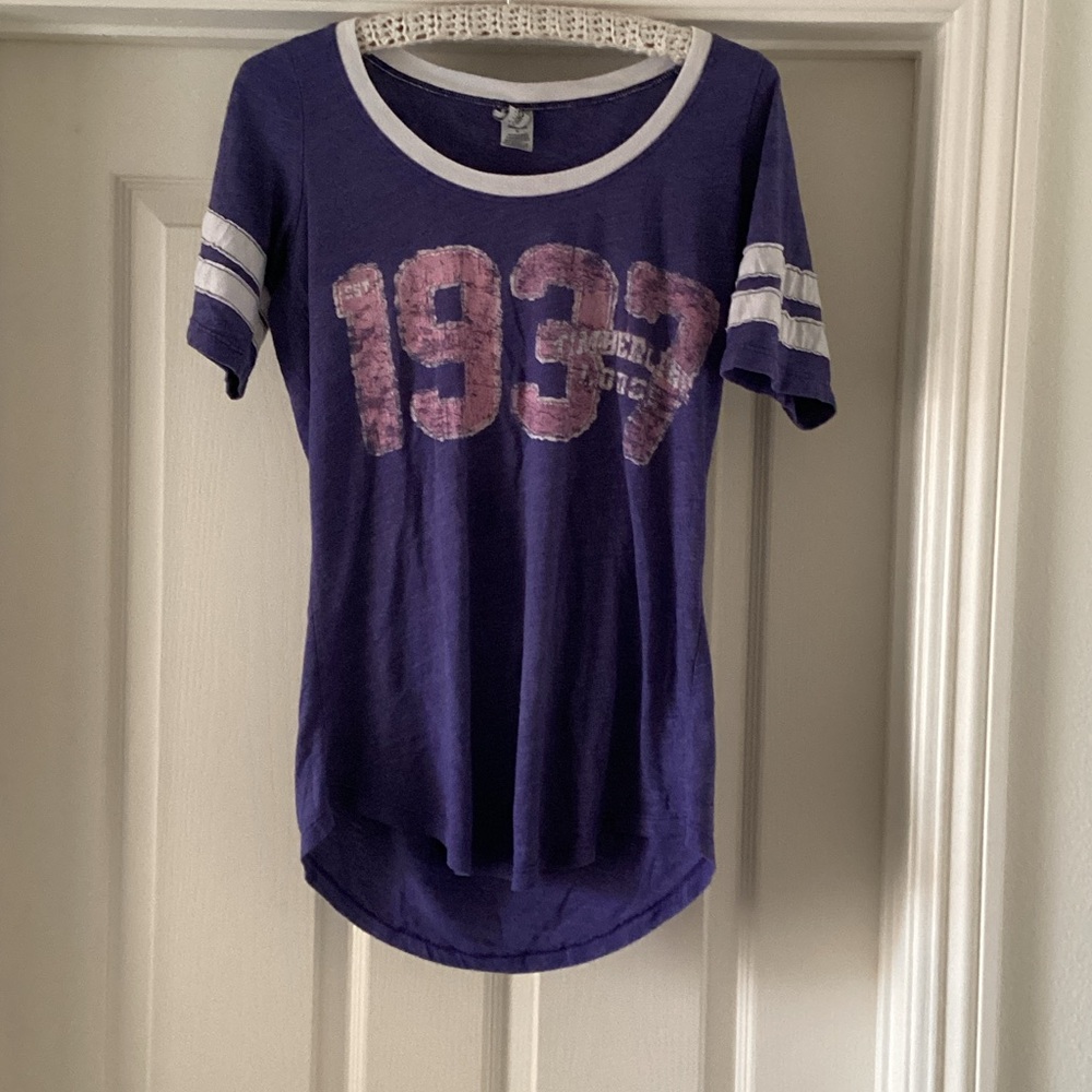 Purple Graphic T-Shirt with White Accents